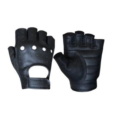 Black Fingerless Driving Leather Gloves