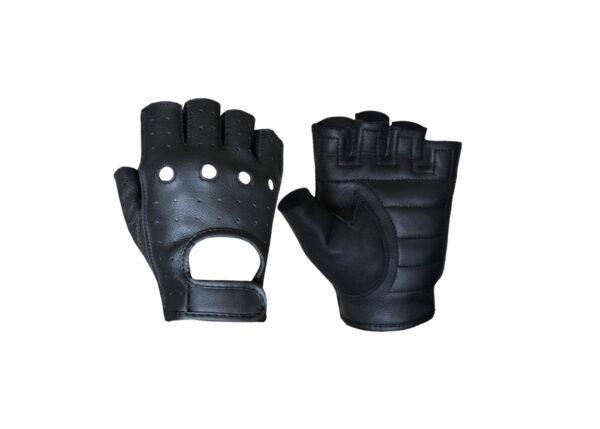 Black Fingerless Driving Leather Gloves